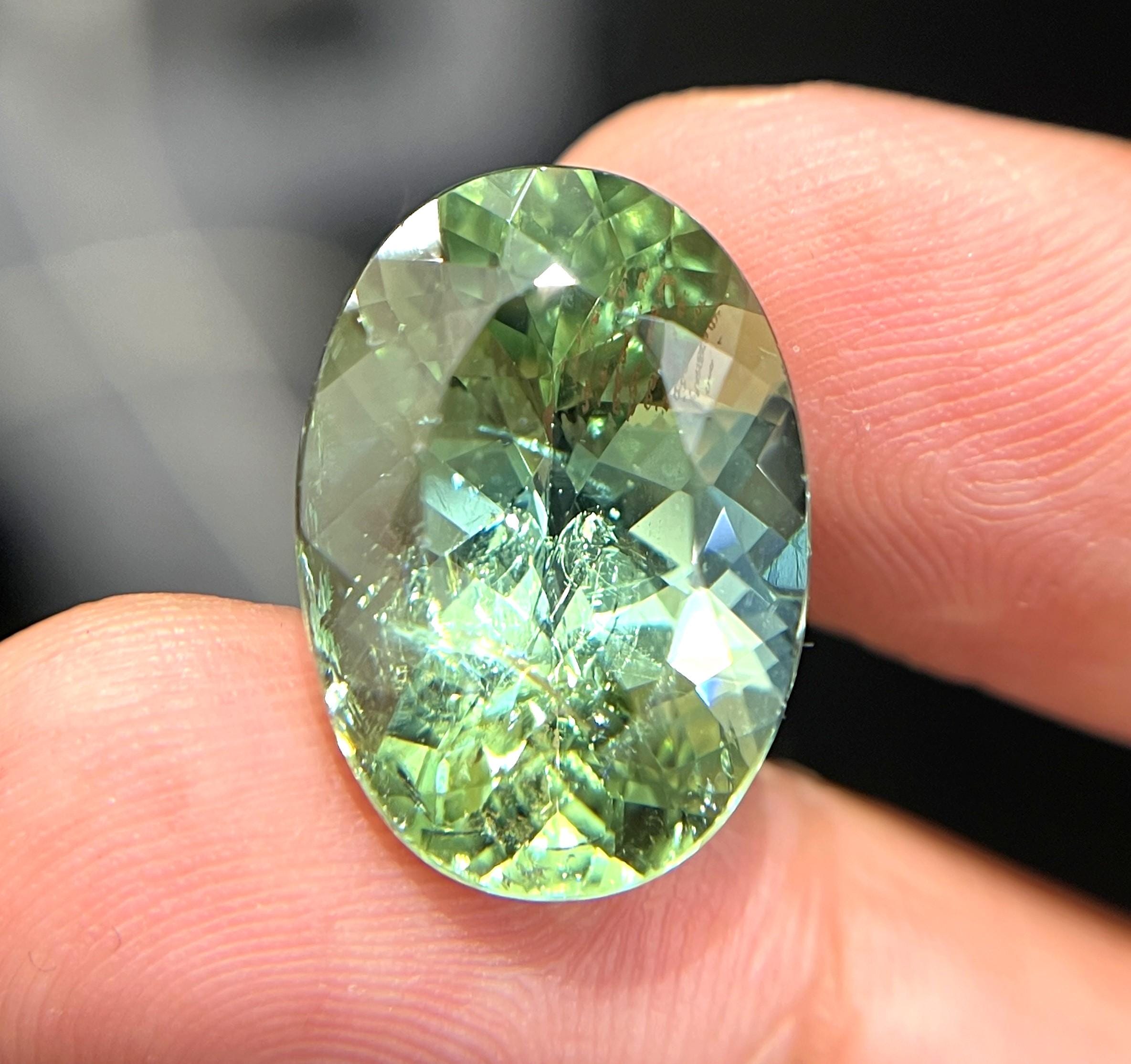 11.65 Ct Mint Green Tourmaline Gemstone: Oval Faceted Loose Stone 11.65 Ct Mint Green Tourmaline Gemstone: Oval Faceted Loose Stone