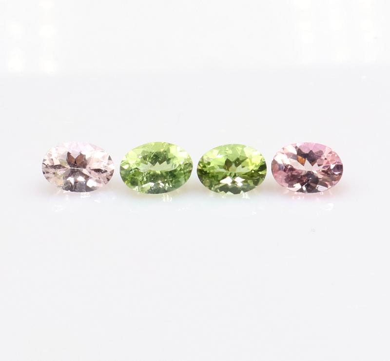 4 Pcs Natural Pink & Green Tourmaline: 3.25 Ct Oval Cut Loose Gemstones 4 Pcs Natural Pink & Green Tourmaline: 3.25 Ct Oval Cut Loose Gemstones