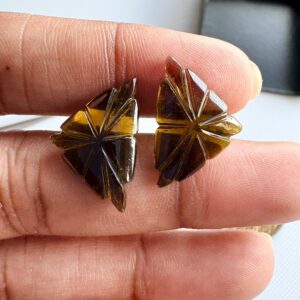 Hand Carved Green Tourmaline Natural Gemstone Carving, Matched Pairs 13x17mm Each, SKU-TC13 Hand Carved Green Tourmaline Natural Gemstone Carving, Matched Pairs 13x17mm Each, SKU-TC13