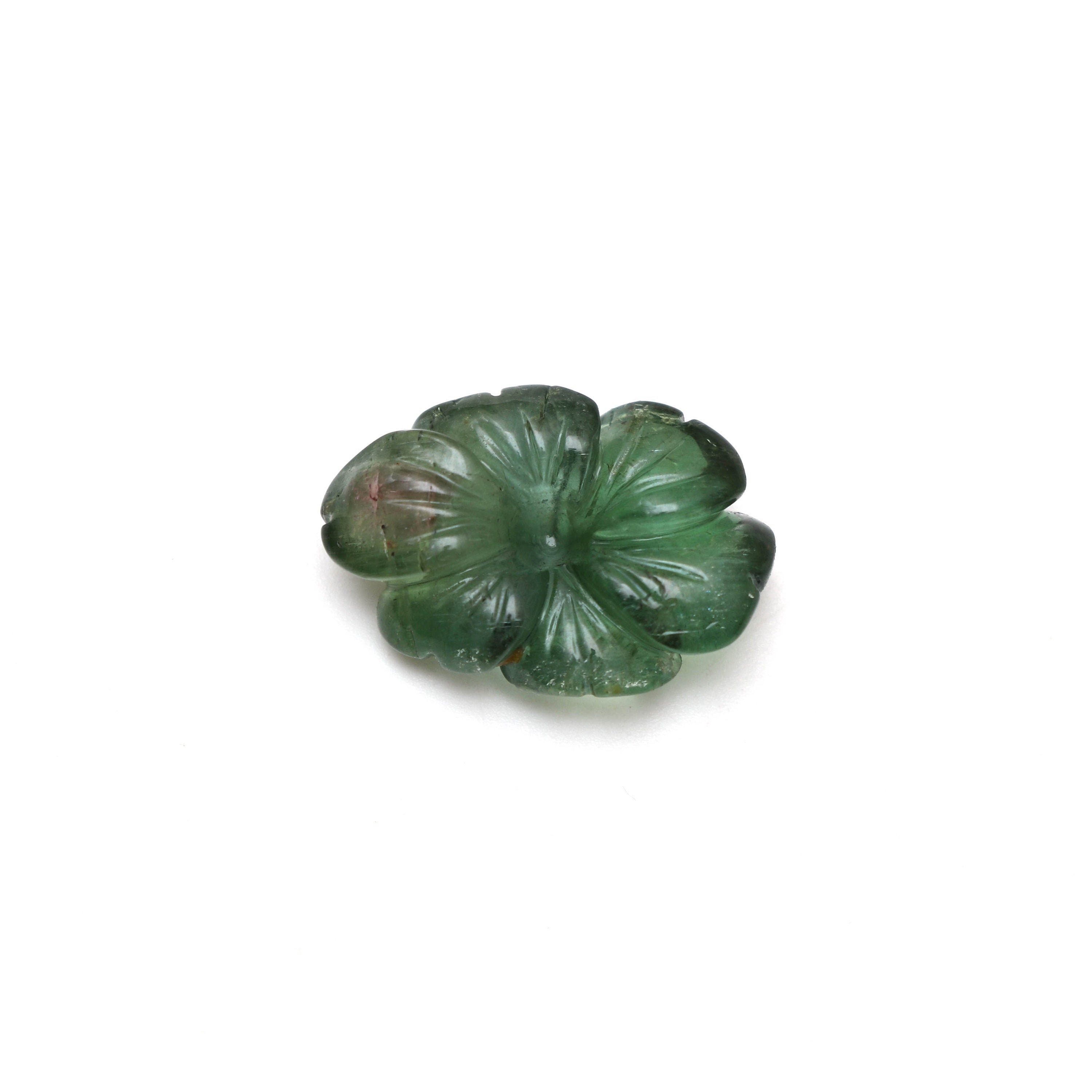 Natural Green Tourmaline Flower Carving Loose Gemstone - 15x22 Mm - Green Tourmaline Flower Carving Smooth Gemstone, 1 Piece