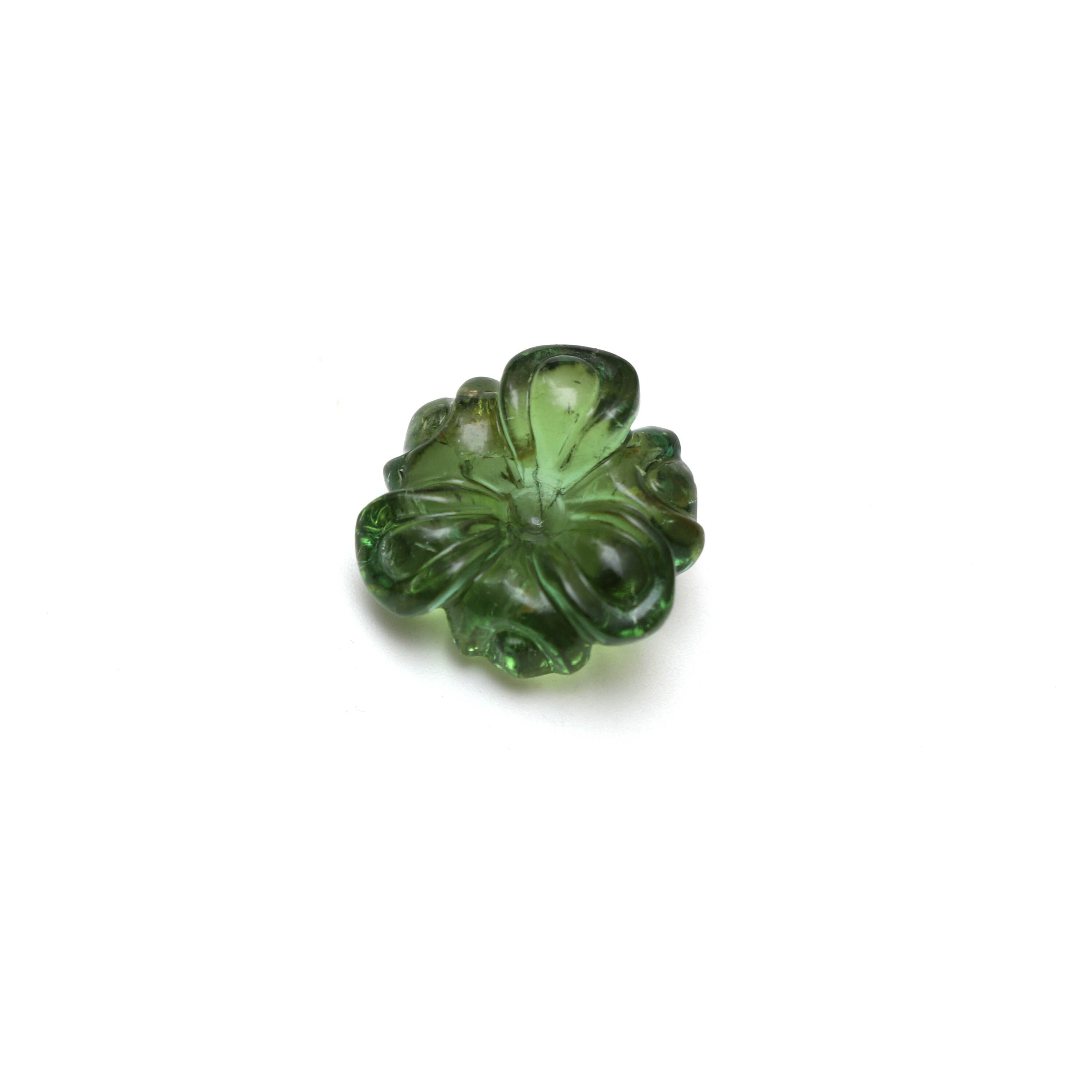 Natural Green Tourmaline Flower Carving Loose Gemstone - 18x18 Mm - Green Tourmaline Flower Carving Smooth Gemstone, 1 Piece
