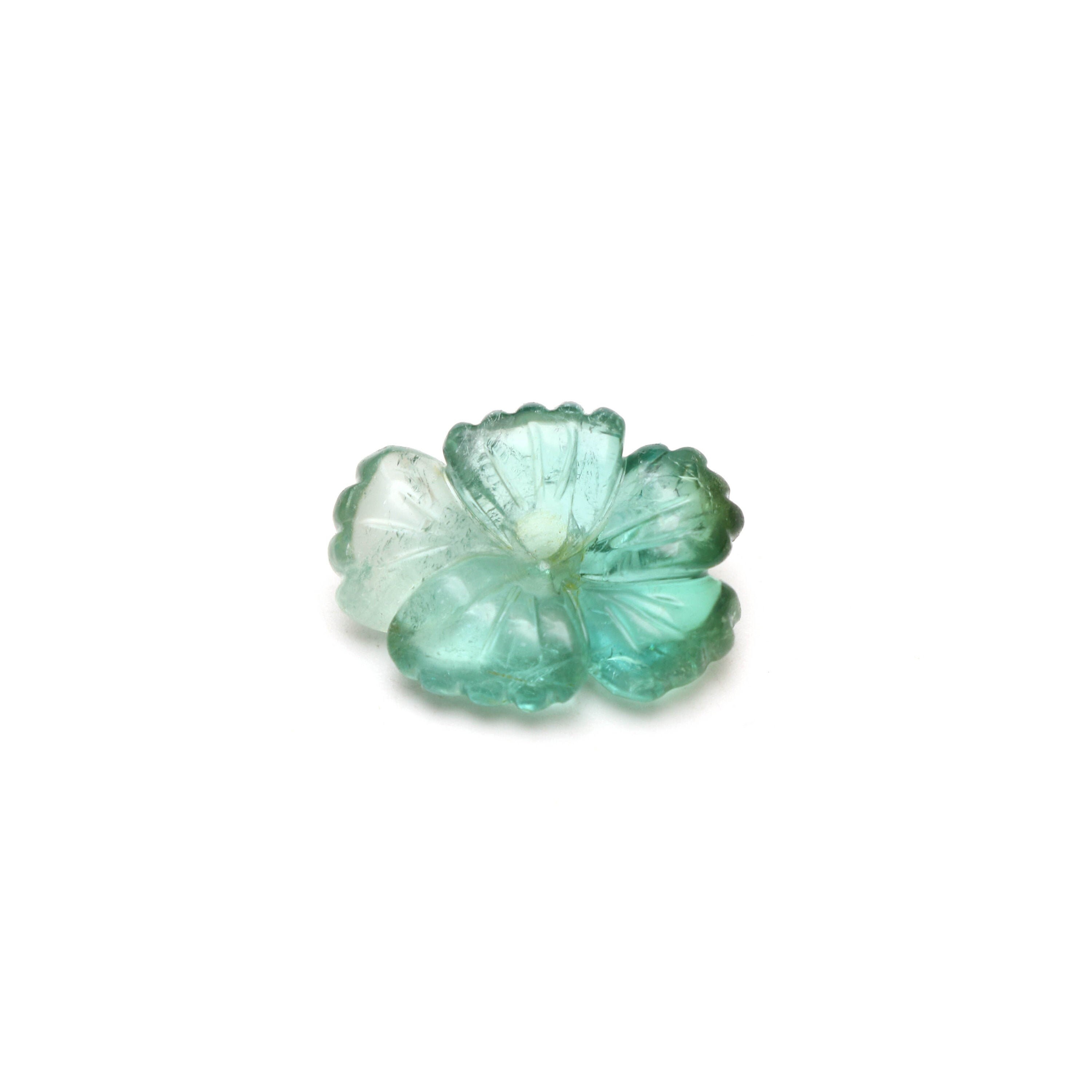 Natural Green Tourmaline Flower Carving Loose Gemstone - 16x21 Mm - Green Tourmaline Flower Carving Smooth Gemstone, 1 Piece