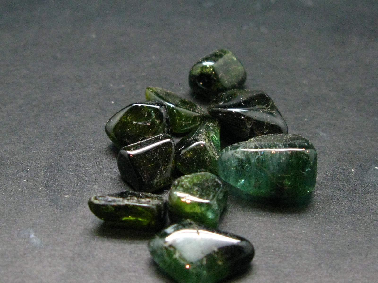Rare Lot Of 10 Green Tourmaline Tumbled Stones From Brazil - 60.75 Carats