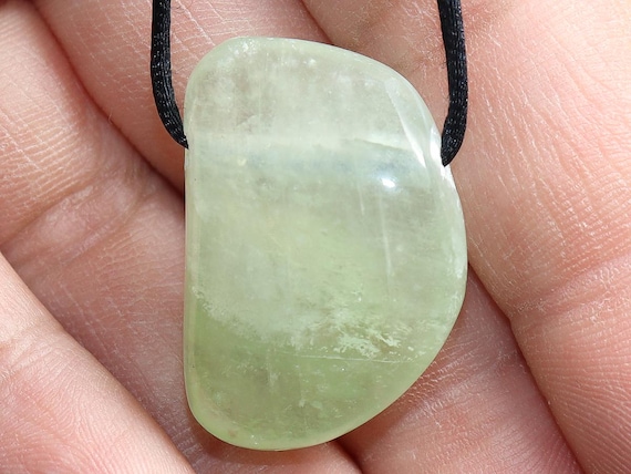 Grüner Calcit | Halskette Mit Band Oder Silber 925 --- Stein-größe: 29 X 20 Mm