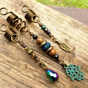 Hamsa Dread Beads, Loc Jewelry, Set of 3, Made to Order, Please Read Item Details