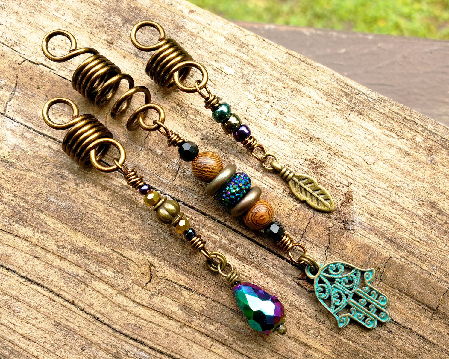 Hamsa Dread Beads, Loc Jewelry, Set Of 3, Made To Order, Please Read Item Details