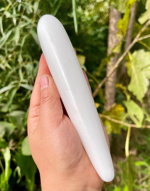 Hand Carved White Jade Wand, Crystal Massage Stick, Energy Healing