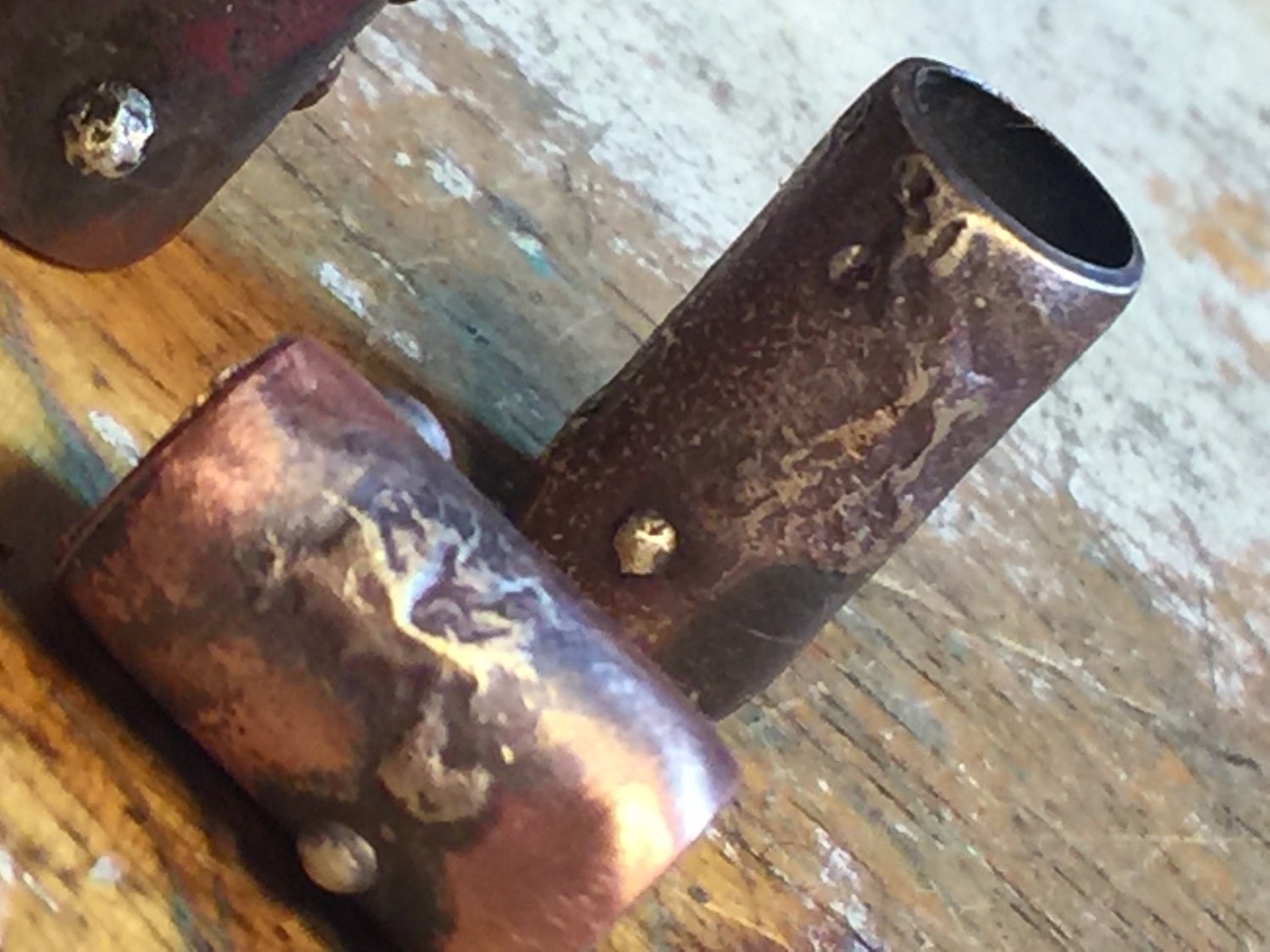 Handmade Copper & Sterling Silver Dread Bead - 10mm