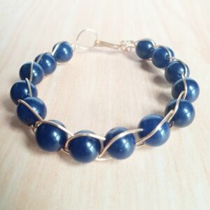 Handmade Dumortierite Beaded Bracelet: Gold Wire Wrap Crystal Jewelry Handmade Dumortierite Beaded Bracelet: Gold Wire Wrap Crystal Jewelry