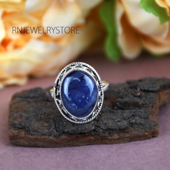 Handmade Dumortierite Ring: 925 Sterling Silver Gemstone Silver Jewelry