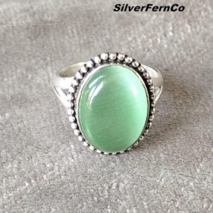 Handmade Green Calcite Gemstone Ring, 925 Sterling Silver
