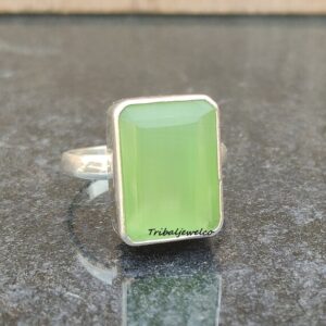 Handmade Light Green Calcite Ring: 925 Sterling Silver, Spiritual Jewelry