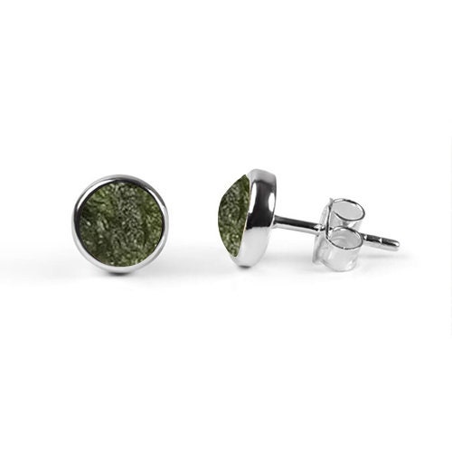 Handmade Moldavite Earrings: Rough Gemstone, 925 Sterling Silver Handmade Moldavite Earrings: Rough Gemstone, 925 Sterling Silver