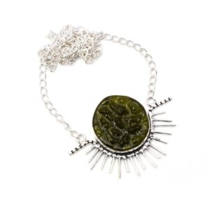 Handmade Moldavite Necklace: 925 Sterling Silver Gemstone Jewelry