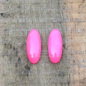 Heated Pink Jade Cabochon Pair, Long Oval Gemstone (8x20mm)