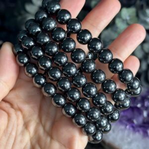 10mm Hematite Crystal Bracelet: Grounding Intention Jewelry