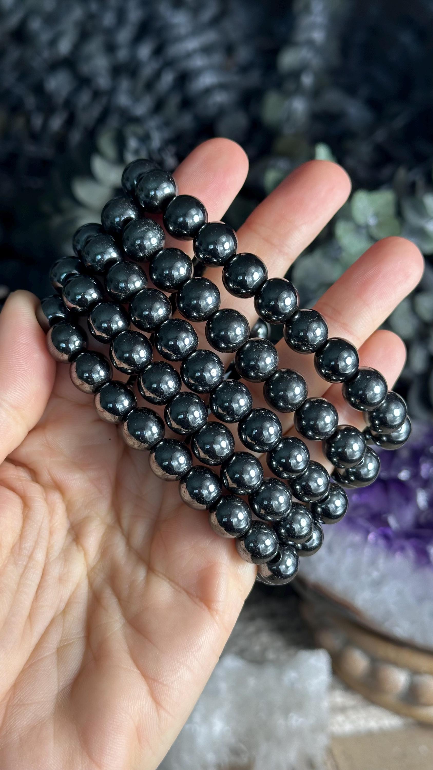 10mm Hematite Crystal Bracelet: Grounding Intention Jewelry