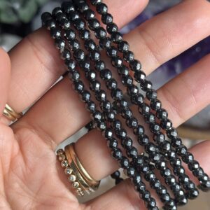 4mm Faceted Hematite Crystal Bracelet: Grounding Intention Jewelry