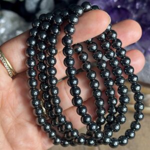 6mm Metallic Hematite Intention Bracelet: Grounding Crystal Jewelry