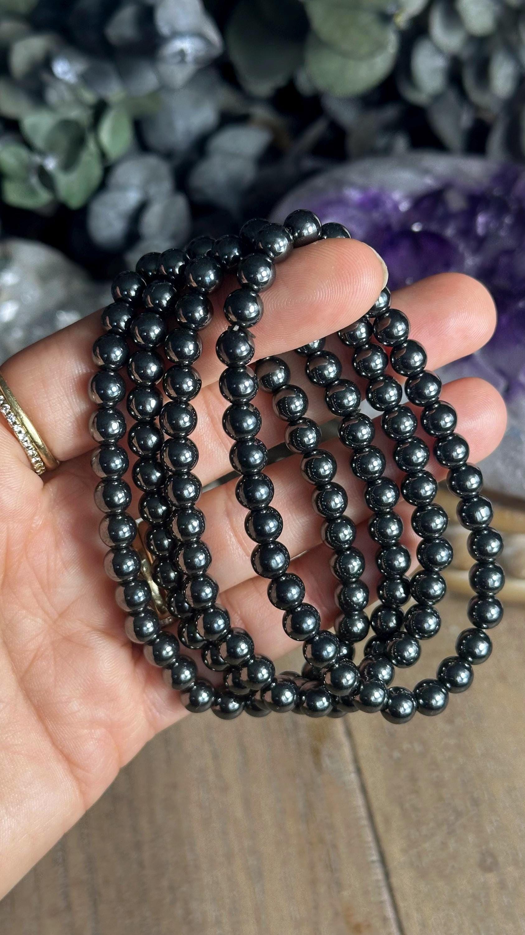 6mm Metallic Hematite Intention Bracelet: Grounding Crystal Jewelry
