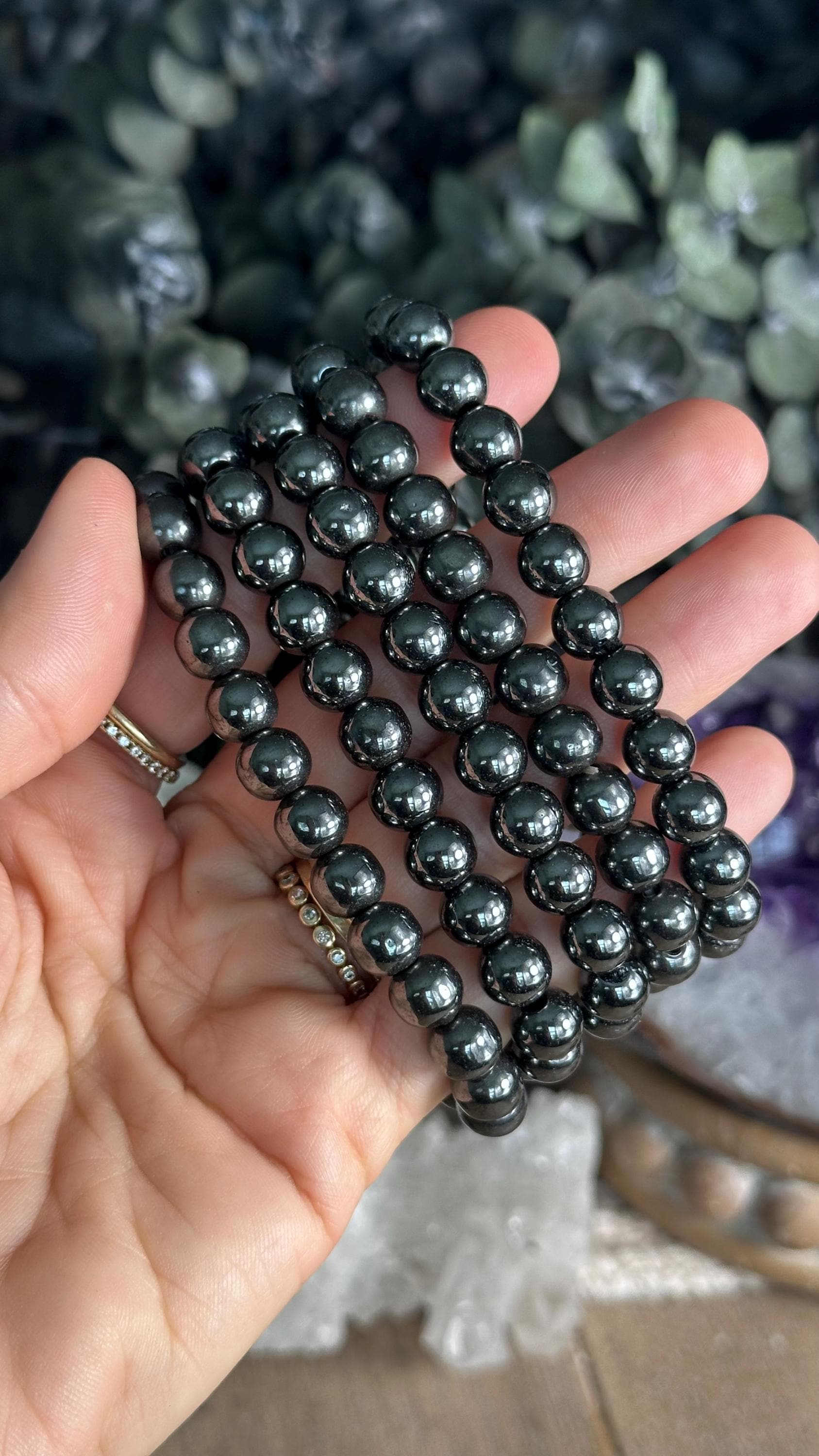 8mm Hematite Bracelet: Grounding Crystal Jewelry