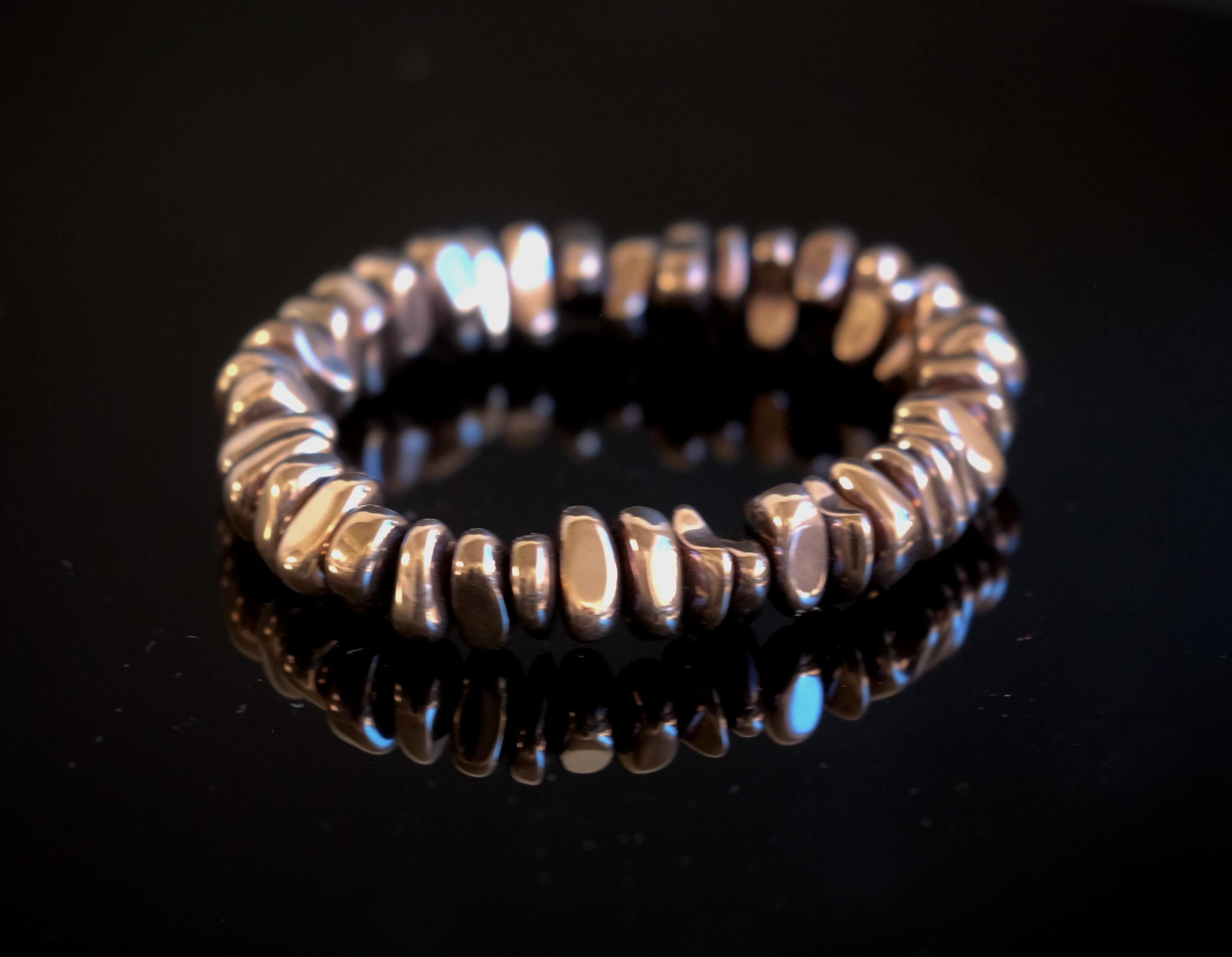 Bronze Chunky Hematite 12mm Thick Nugget Stretch Bracelet Bronze Chunky Hematite 12mm Thick Nugget Stretch Bracelet