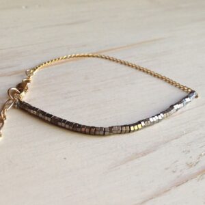 Delicate Darken Silver Hematite Gold Filled Bracelet