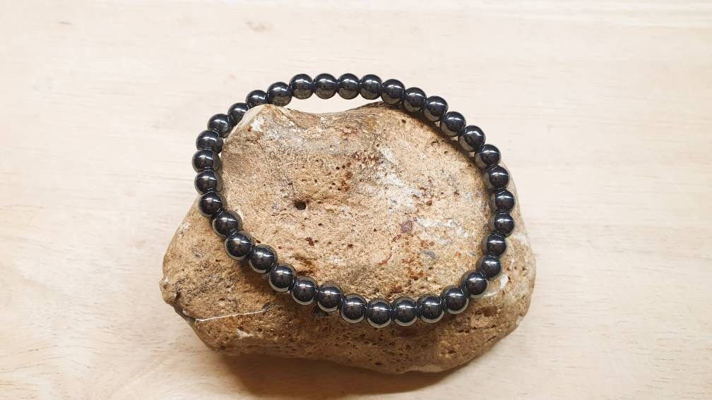 Hematite Bracelet. Elastic Stretch Stacking Bracelets For Women. 6mm