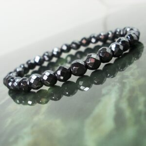 Hematite faceted  6mm Bracelet,Natural Gemstone Bracelet, Women Men Bracelet, Beaded Bracelet +Gift Bag