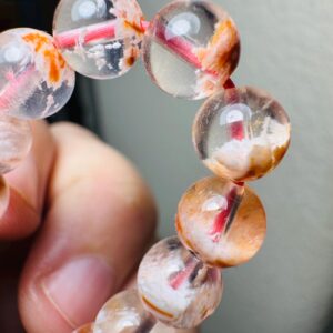 Gem Grade Phantom Chlorite Quartz Bracelet with Hematite | Snowflake Phantom Quartz Crystal Bracelet | Crystal Beaded Bracelet
