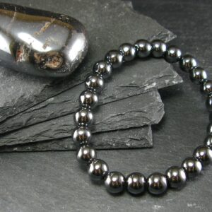 Hematite Genuine Bracelet ~ 7 Inches ~ 8mm Round Beads