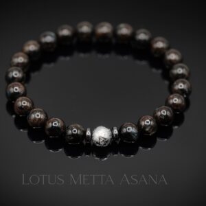 Gibeon Iron Meteorite, Arfvedsonite 8mm, Hematite Stretch Bracelet