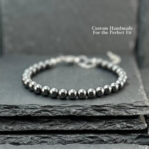 Handmade Hematite Beaded Bracelet: Energy Protection Gemstone Jewelry