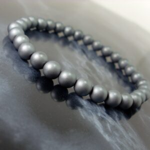 Matte Hematite 6 mm Bracelet, Natural Gemstone Bracelet, Frosted Hematite Bracelet,  Women Men Bracelet, Beaded Bracelet +Gift Bag