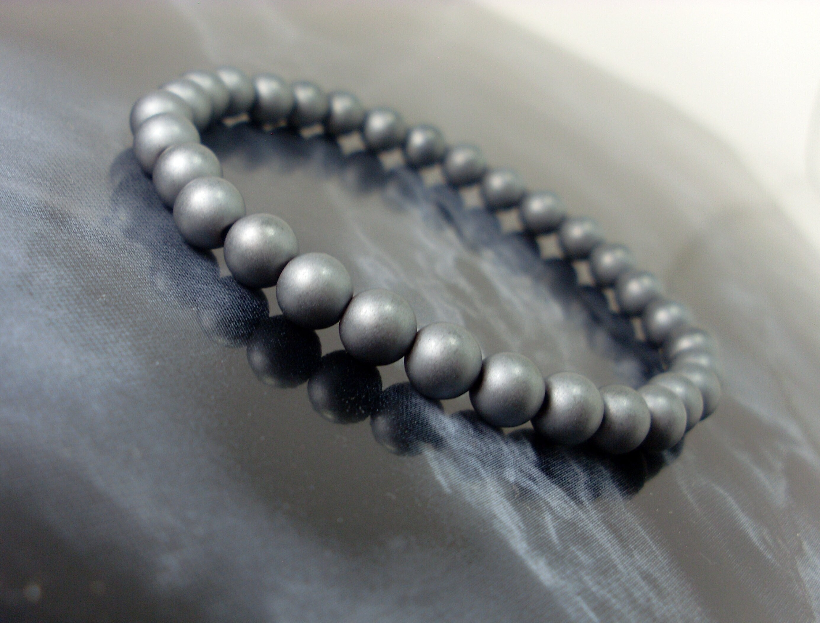 Matte Hematite 6 Mm Bracelet, Natural Gemstone Bracelet, Frosted Hematite Bracelet, Women Men Bracelet, Beaded Bracelet +gift Bag