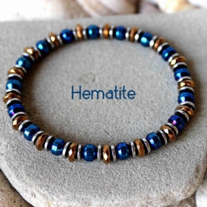Multicolor Hematite Bracelet, Men's Hematite Jewelry, Metallic Shine Bead Stretch Bracelet, Boyfriend's Birthday Gift Chakra Energy Bracelet
