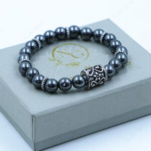Natural Hematite Bracelet 8mm, Gunmetal Metallic Grounding Stone For Protection & Focus, Heavy Root Chakra Jewelry, Unisex Gift For Him Her