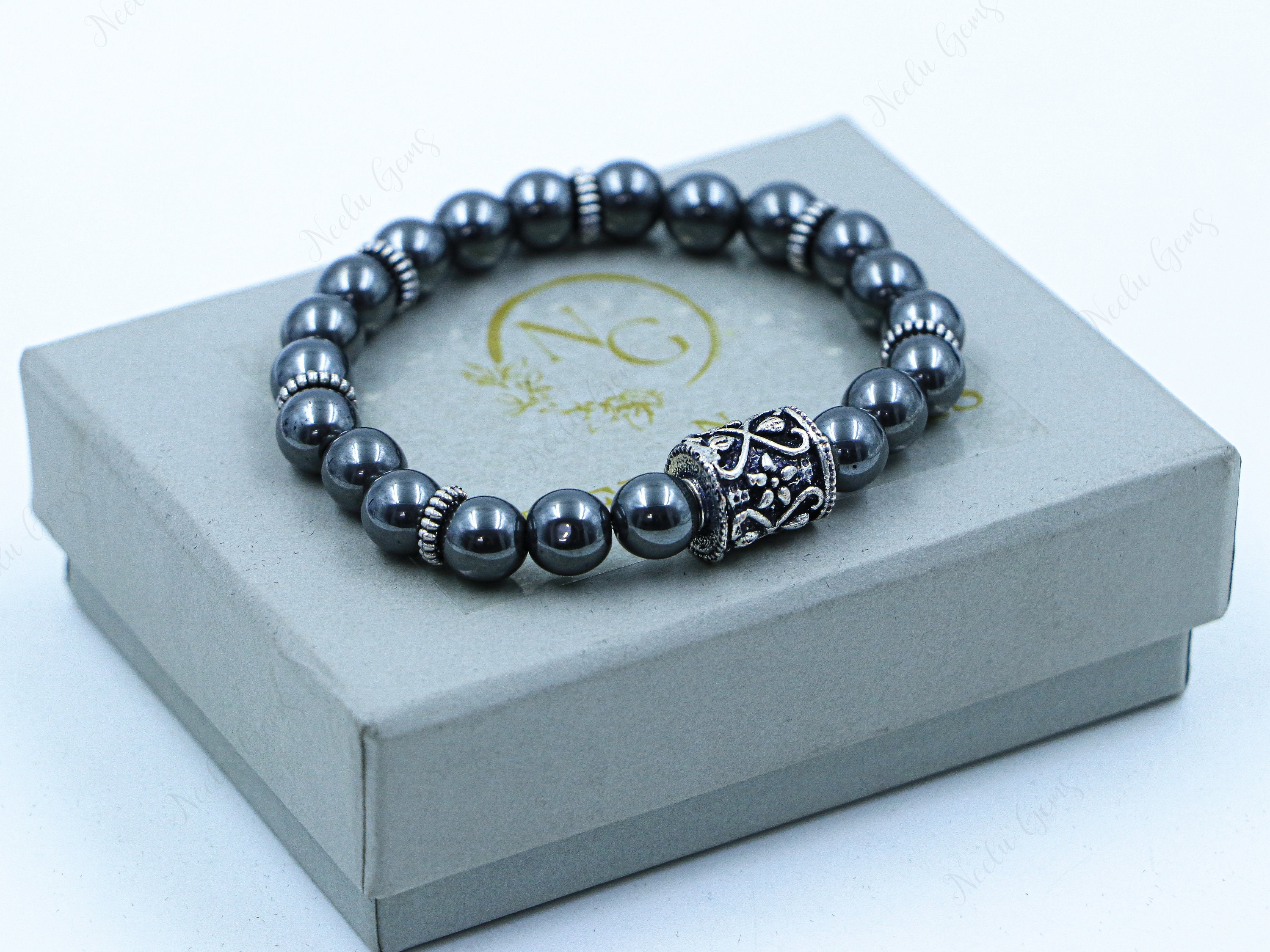 Natural Hematite Bracelet 8mm, Gunmetal Metallic Grounding Stone For Protection & Focus, Heavy Root Chakra Jewelry, Unisex Gift For Him Her
