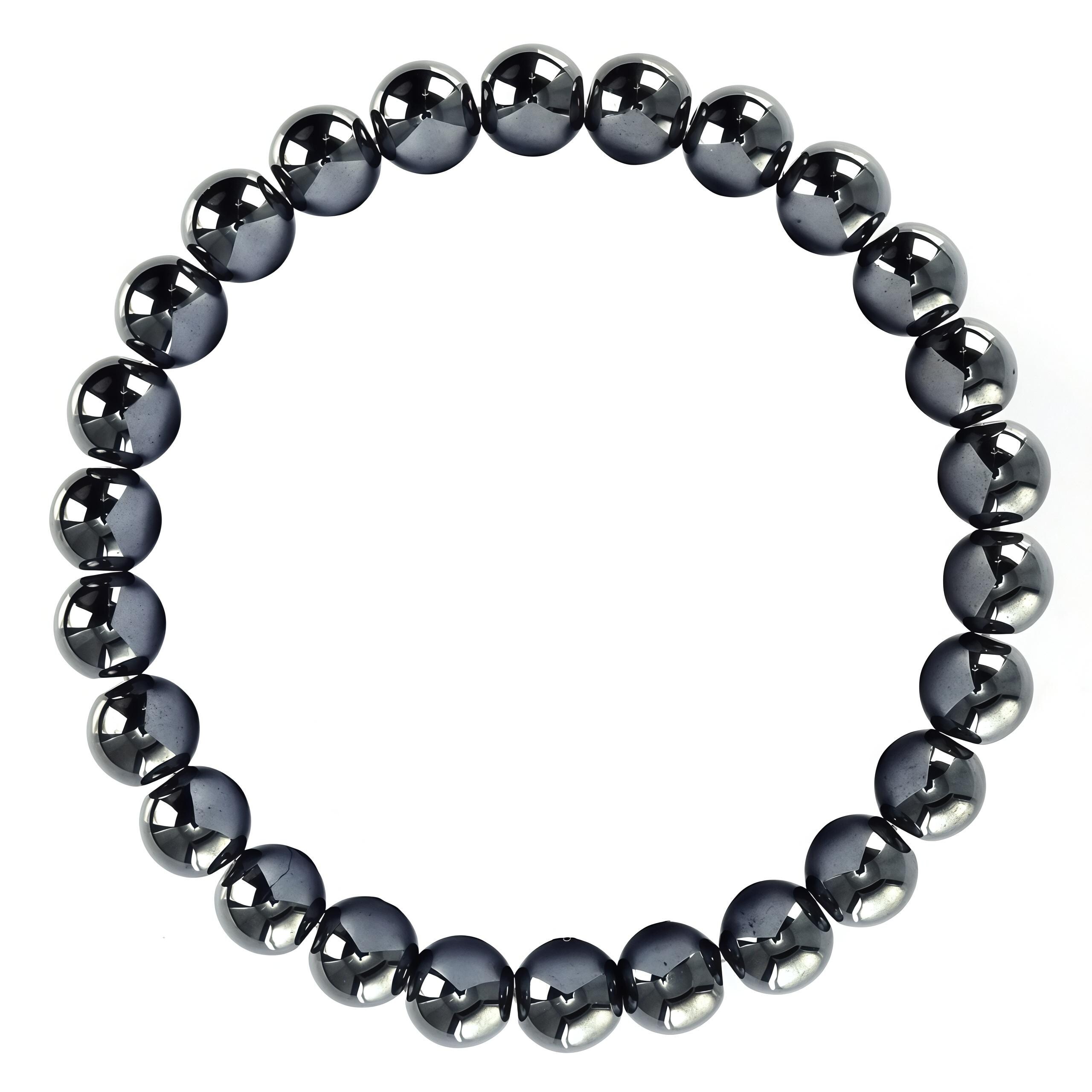 Natural Gray Hematite Bracelet Smooth Round Size 10mm 8mm 7.5" Length Natural Gray Hematite Bracelet Smooth Round Size 10mm 8mm 7.5" Length
