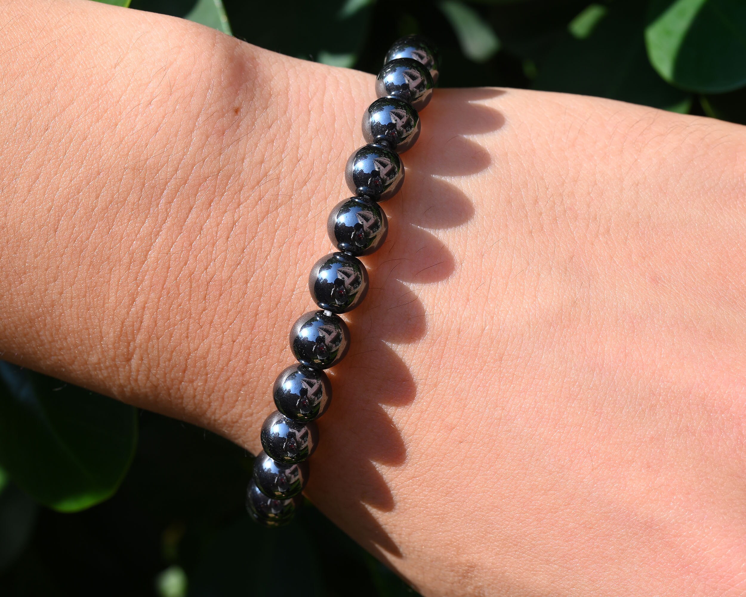 Natural Hematite Stretchy Bracelet,handmade Women/men Bracelet,gemstone Round Bracelet,for Gift Bracelet,healing Round Bracelet.