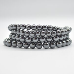Hematite Gemstone Round Beads Bracelet Sample Strand - 6mm, 8mm Or 10mm Sizes - 7.5" Long