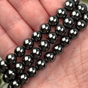 Hematite Bracelet | 4-8mm | - No. 641 (polished Black Crystal Jewelry, Root Chakra, Grounding)