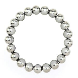 Silver Hematite Bracelet Smooth Round Size 10mm 8mm 7.5" Length