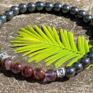 Unisex Super Seven and Hematite Healing Stone Bracelet with Positive Healing Energy!