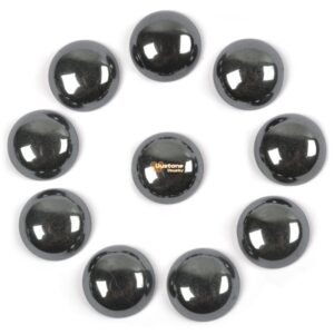 10 pcs of 14mm Hematite round flatback cab cabochon