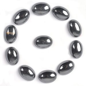 14mm Natural Hematite Gemstone Oval Flatback CAB Cabochon