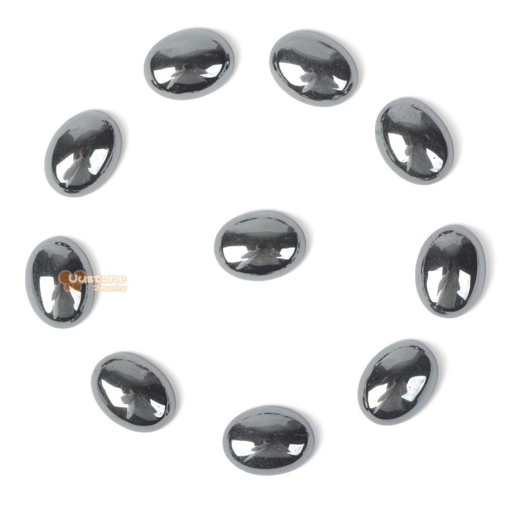 16mm Hematite Gemstone Oval Flatback Cab Cabochon