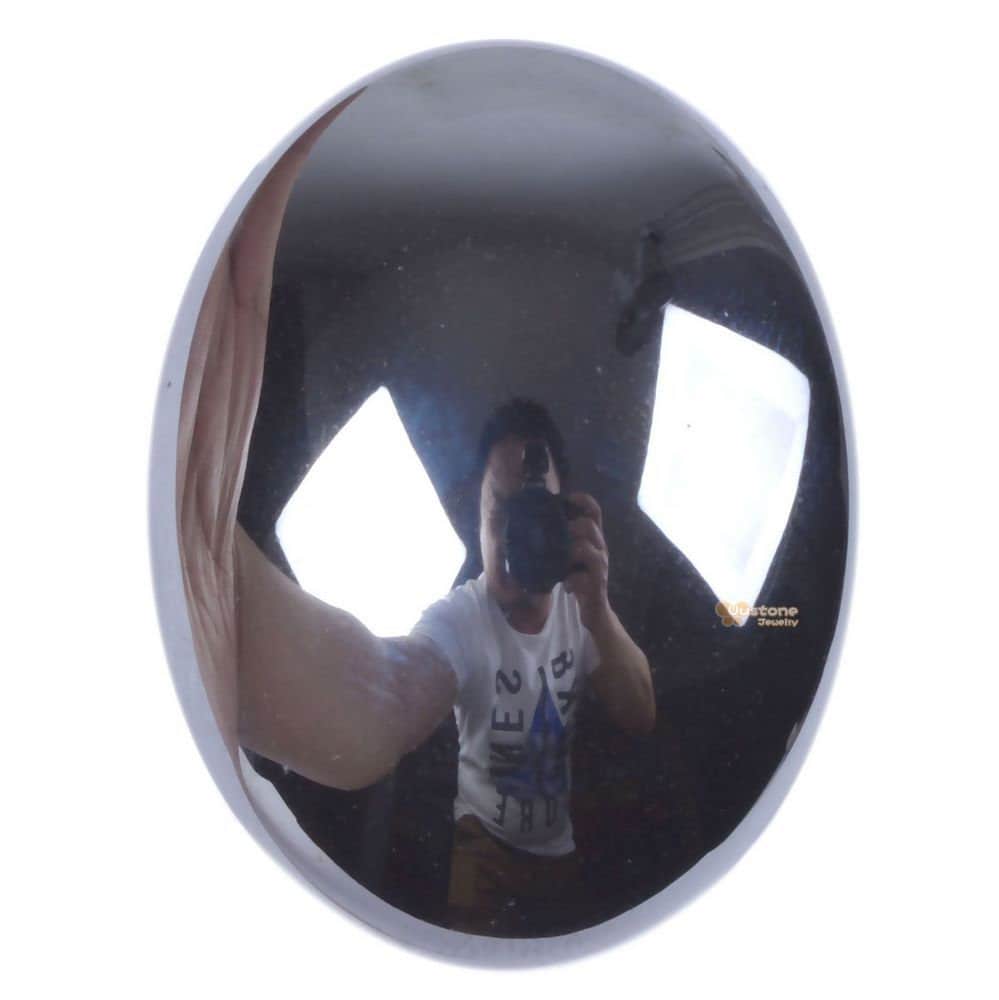 25mm Hematite Oval Flatback Cab Cabochon