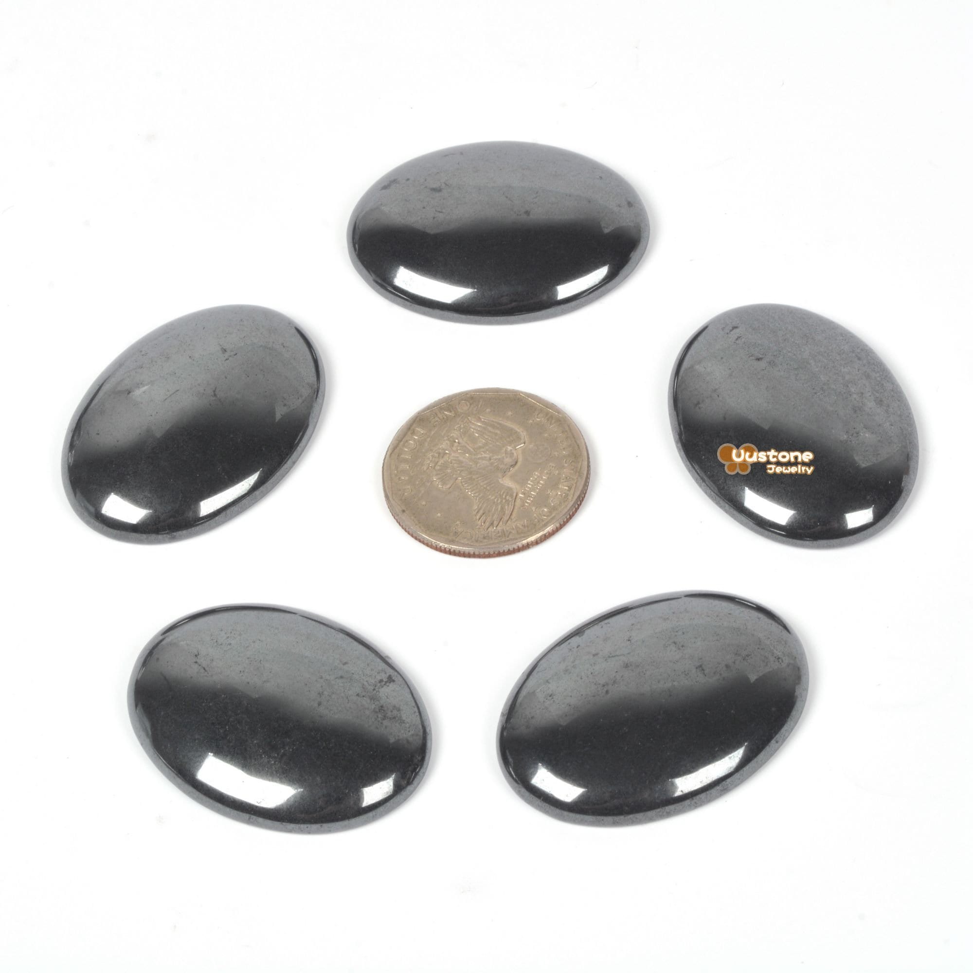 Hematite 40mm Oval Flatback Cab Cabochon For Jewelry Making