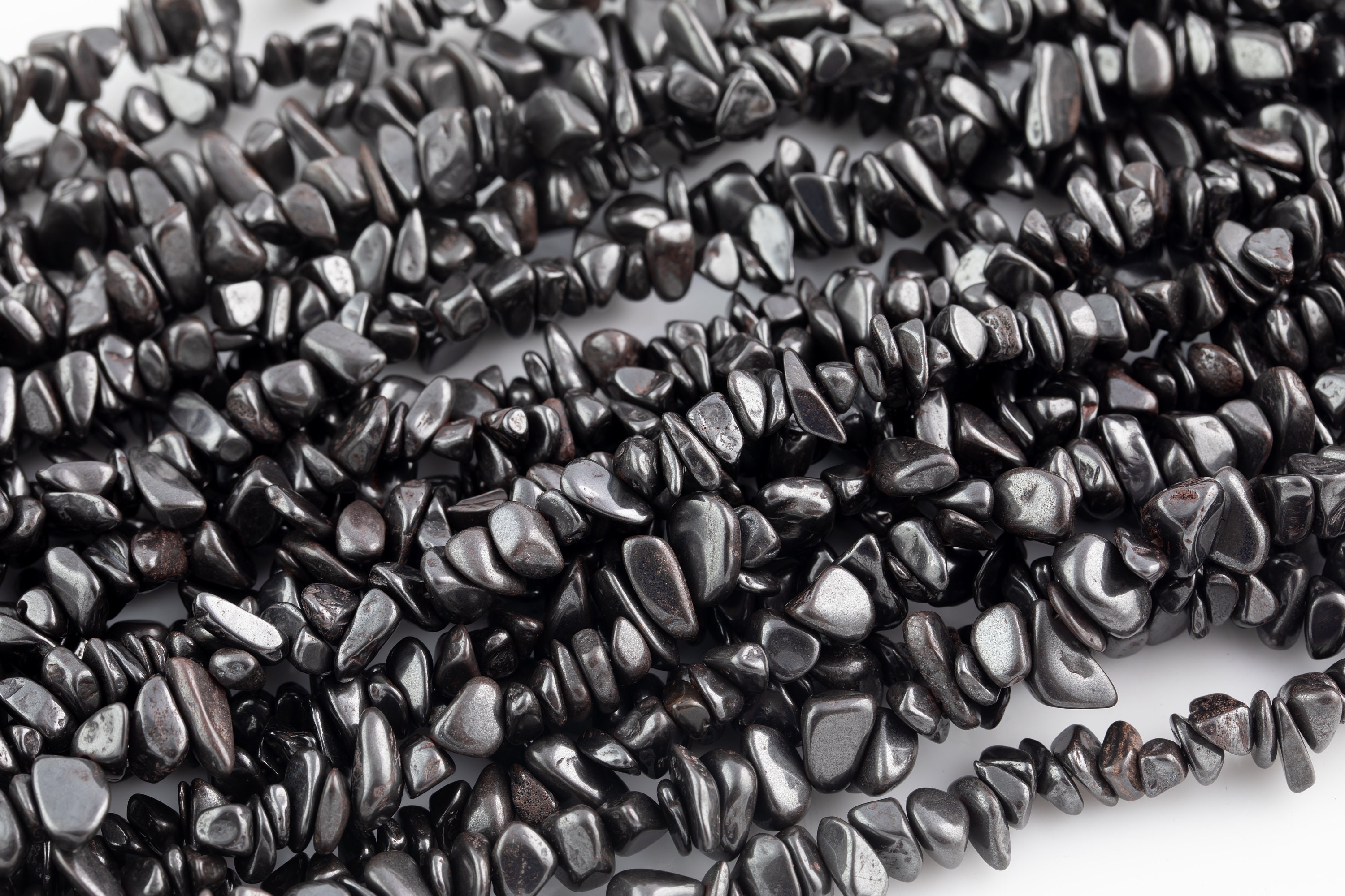 30" Natural Hematite Chips Beads 6mm - 8mm - 32 Inch Strand Gemstone Beads